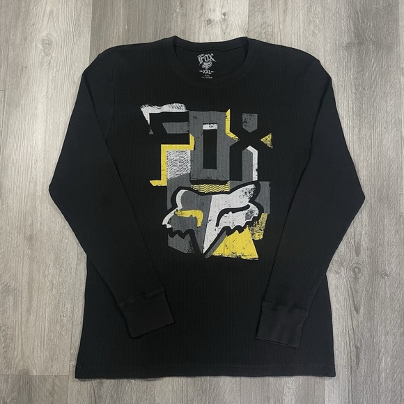 Y2K Fox Racing Motocross Biking Size XL Skater Black Thermal Shirt - Picture 1 of 5